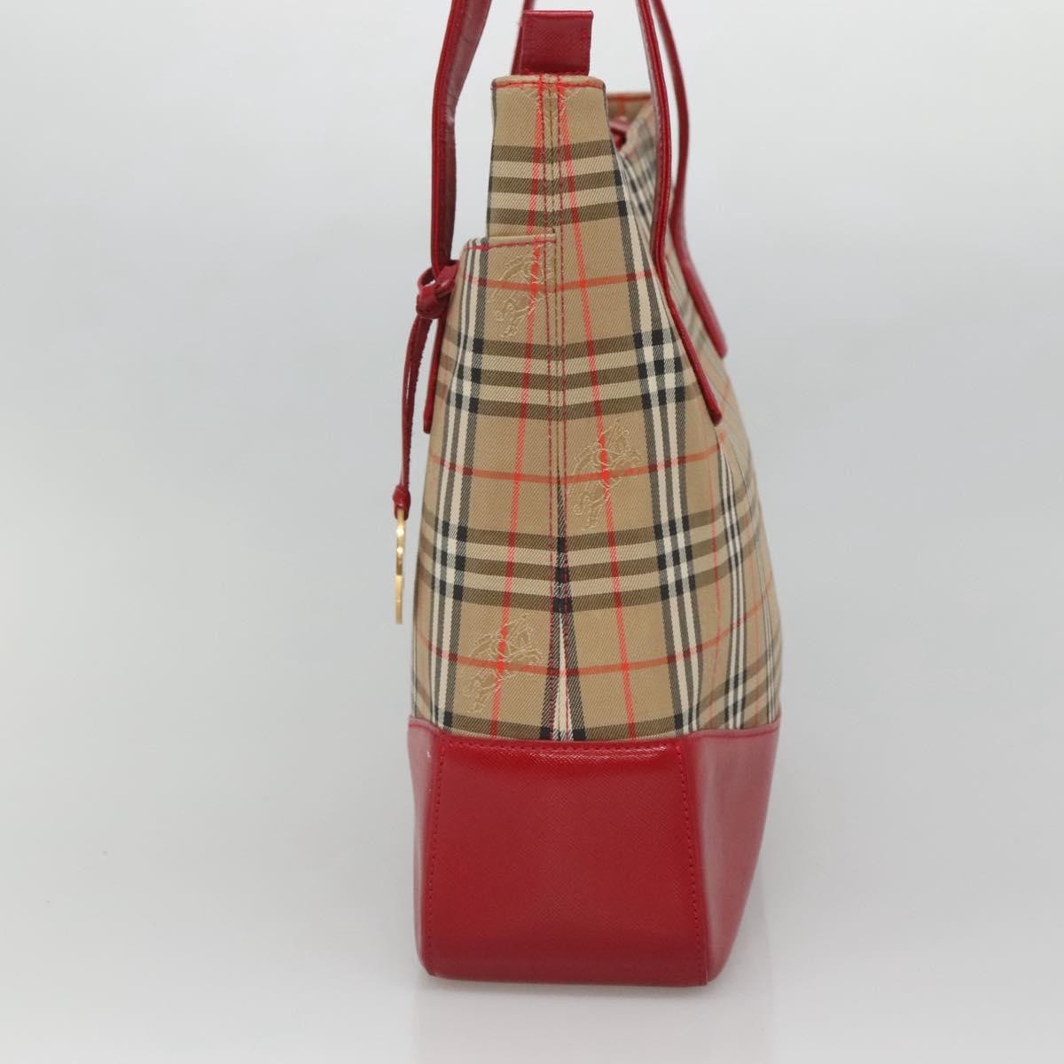 Burberry Nova Check Tote Canvas And Leather Beige Canvas Tote Bag Bag (Pre-Owned)