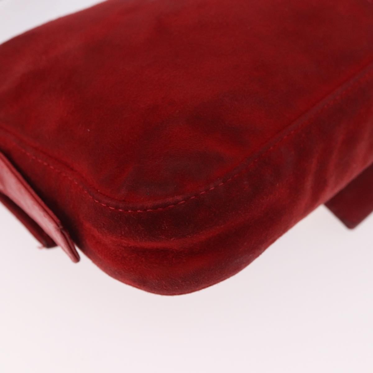 Fendi Baguette Bag Leather Red Suede Shoulder Bag Bag (Pre-Owned)