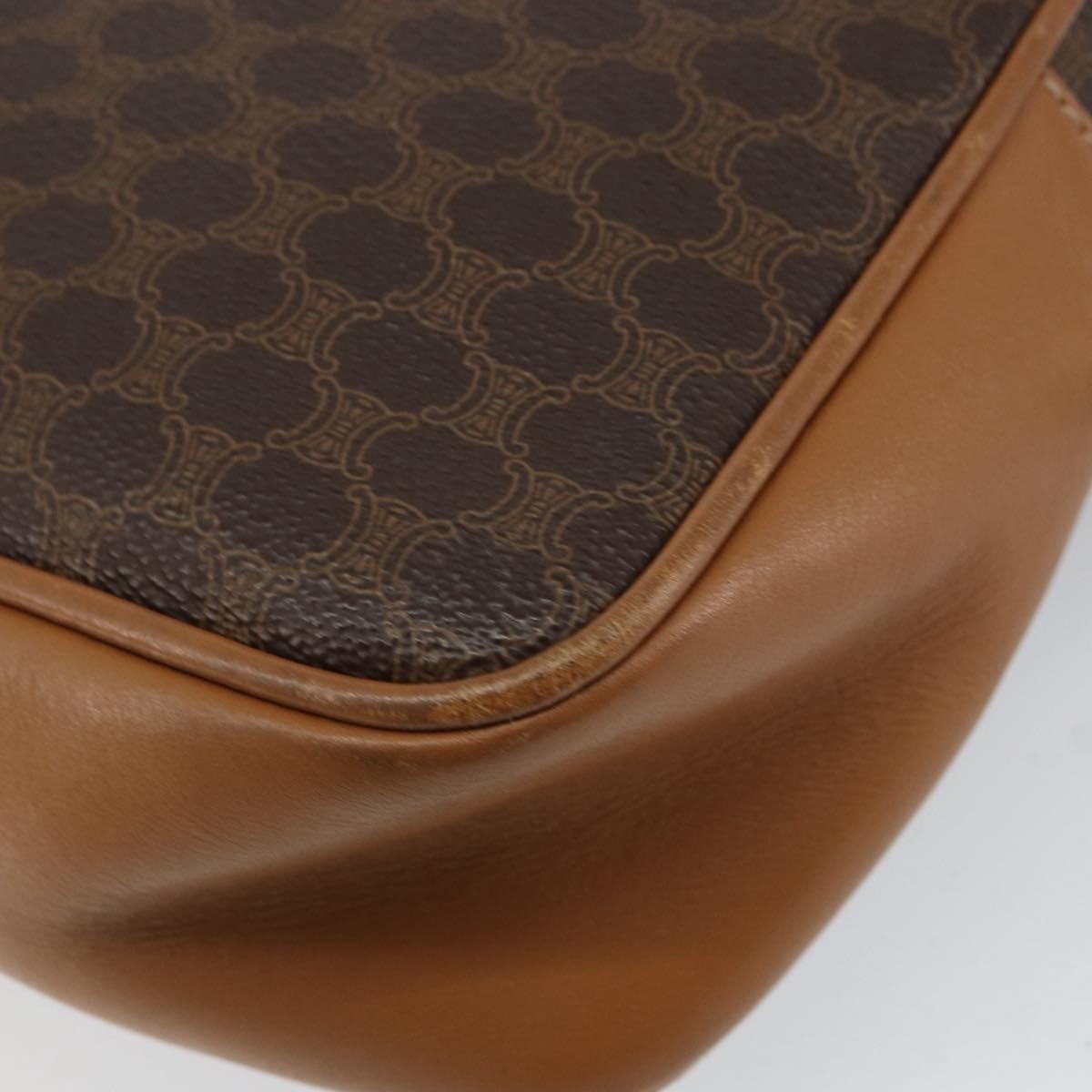 Celine Vintage Macadam Shoulder Bag Canvas And Leather Brown Canvas Shoulder Bag Bag (Pre-Owned)