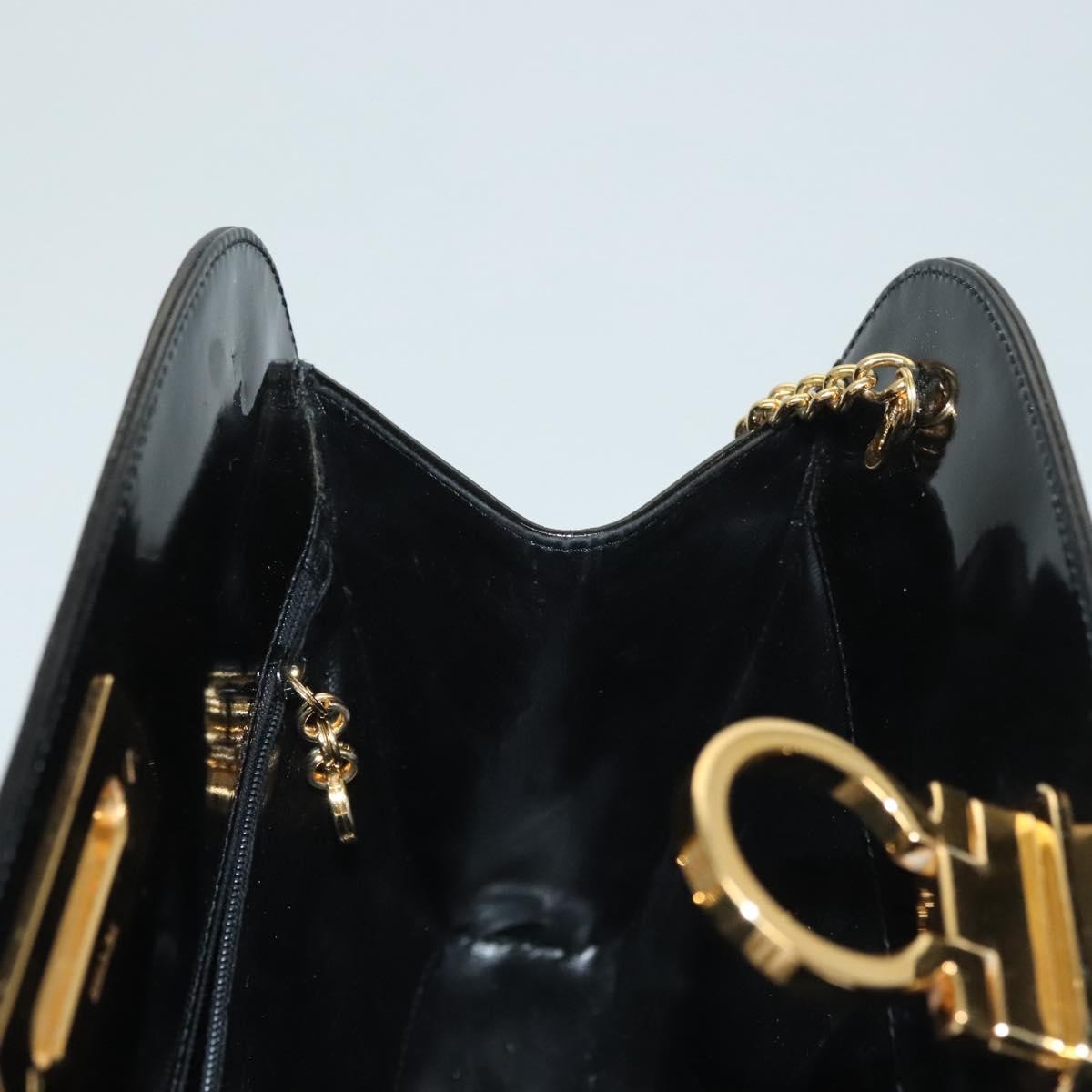 Salvatore Ferragamo Vintage Gancini Chain Shoulder Bag Patent Leather Black Patent_Leather Shoulder Bag Bag (Pre-Owned)