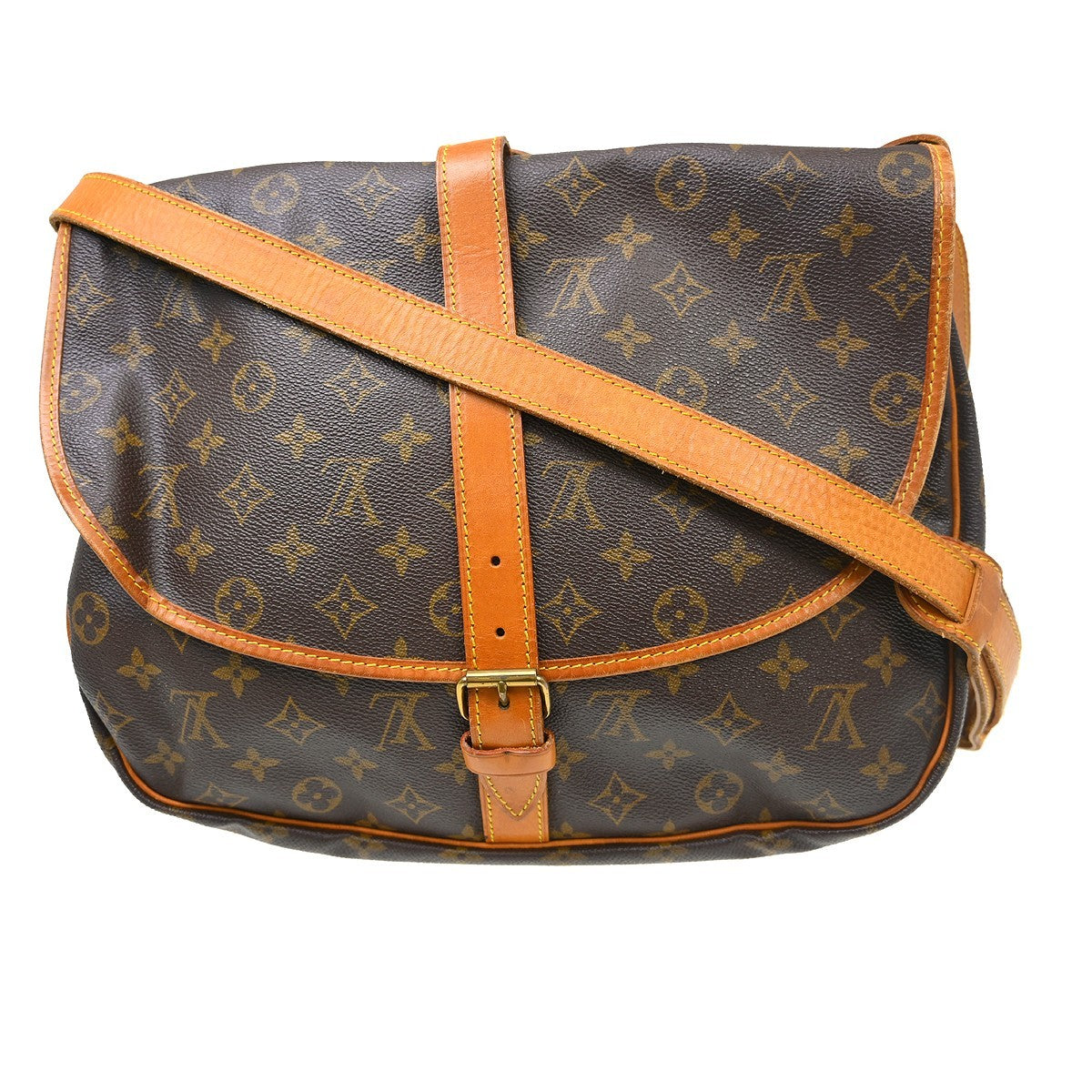 Louis Vuitton Saumur Handbag Monogram Canvas Brown Canvas Shoulder Bag Bag (Pre-Owned)