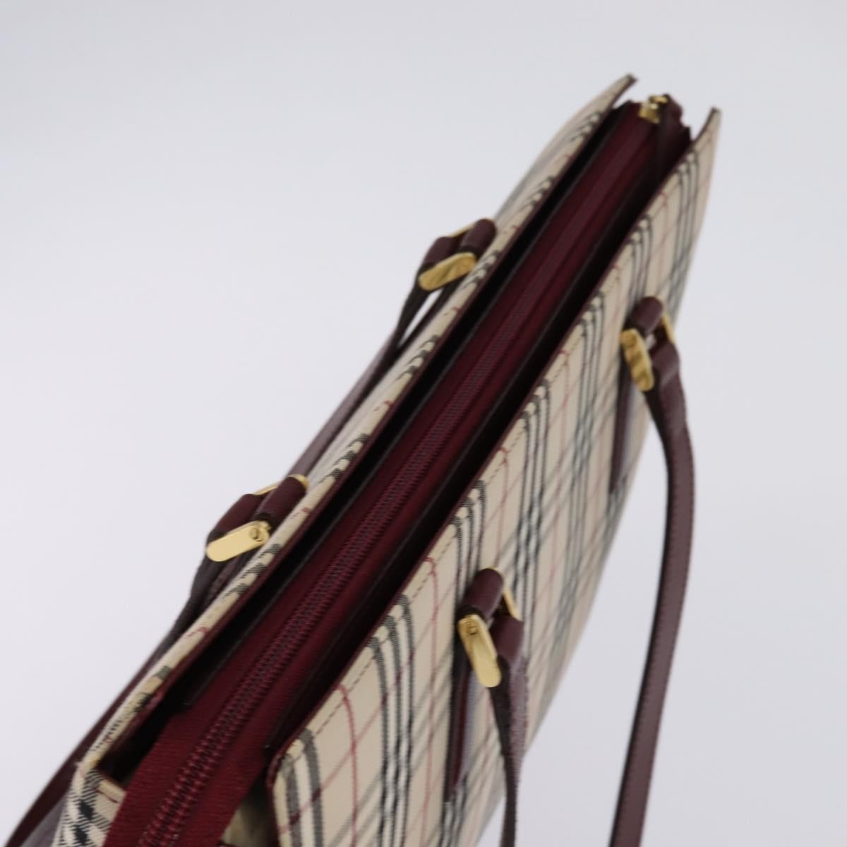 Burberry Nova Check Tote Canvas Check Pattern Beige Canvas Bag (Pre-Owned)