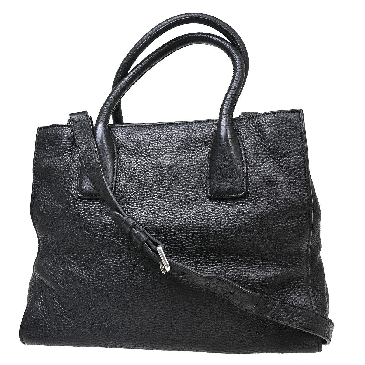 Prada Vintage Handbag Leather Black Leather Handbag (Pre-Owned)