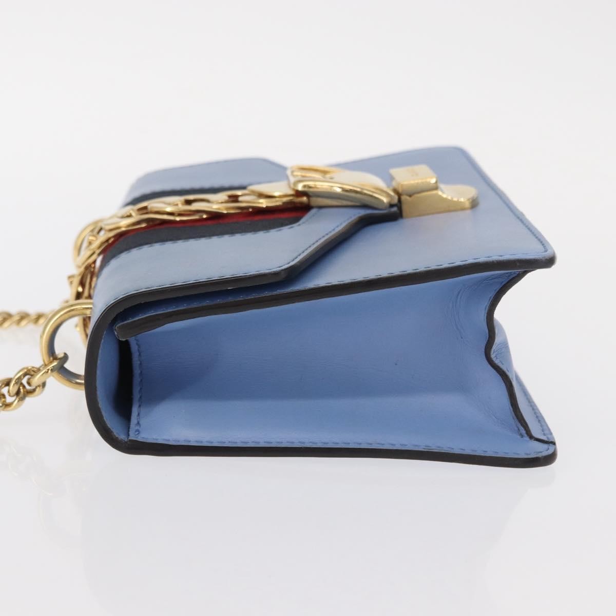 Gucci Sylvie Chain Shoulder Bag Leather Blue Leather Shoulder Bag Bag (Pre-Owned)