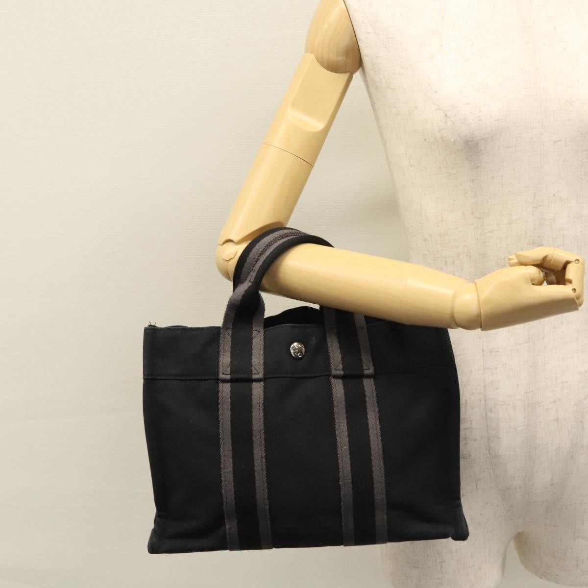 Hermes Fourre Tout Tote Canvas Black Canvas Tote Bag Bag (Pre-Owned)