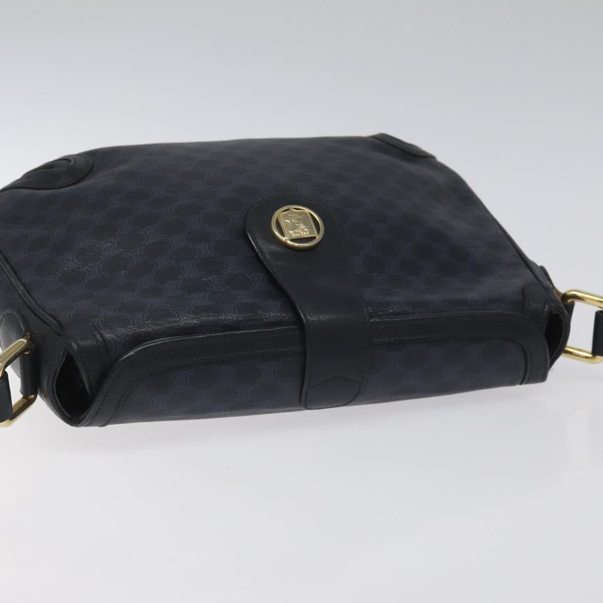 Celine Vintage Macadam Shoulder Bag Canvas Navy Canvas Shoulder Bag Bag (Pre-Owned)