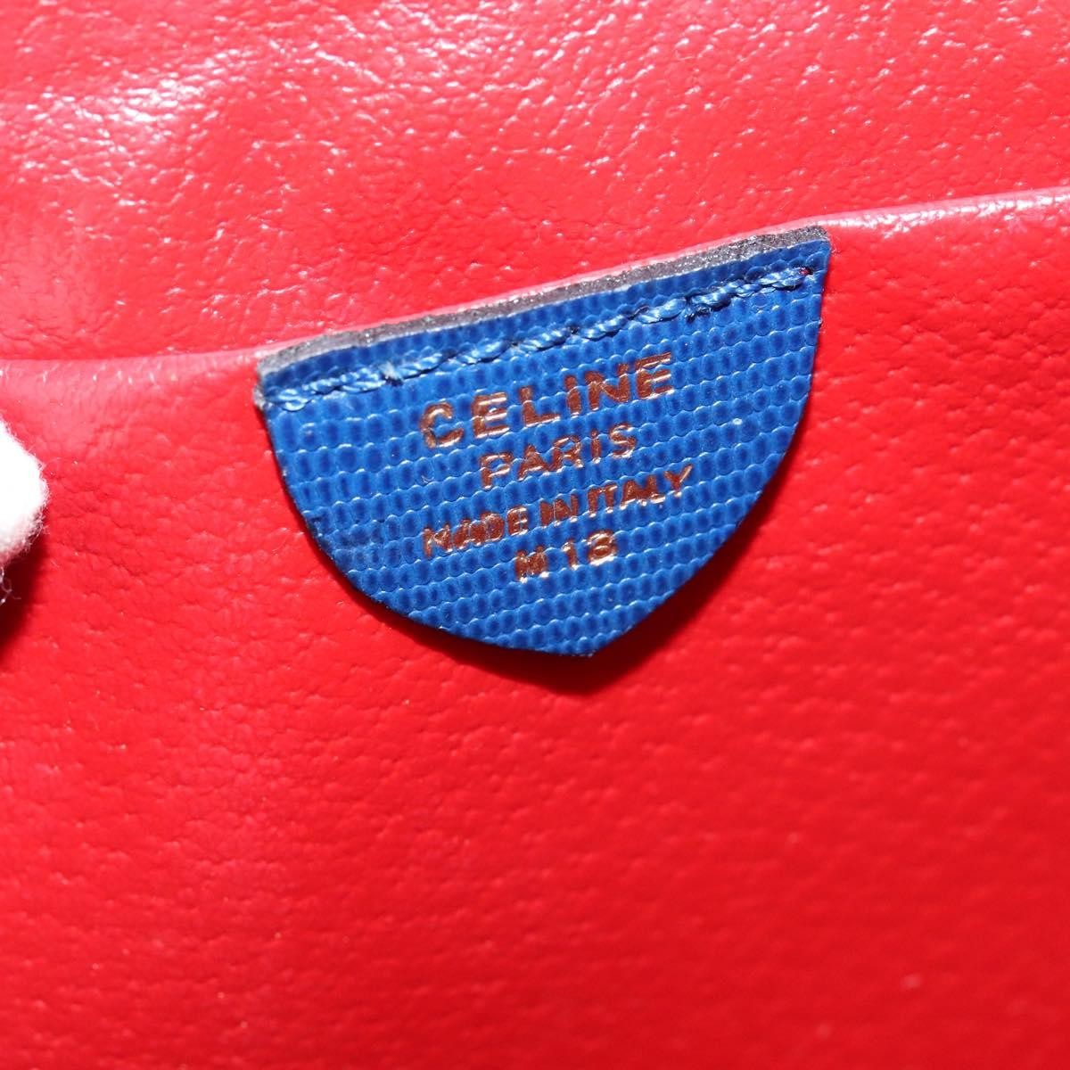 Celine Vintage Circle Logo Crossbody Bag Leather Blue Leather Shoulder Bag Bag (Pre-Owned)
