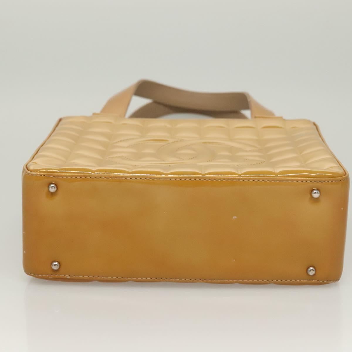 Chanel Chocolate Bar Cc Tote Quilted Patent Yellow Patent_Leather Handbag (Pre-Owned)