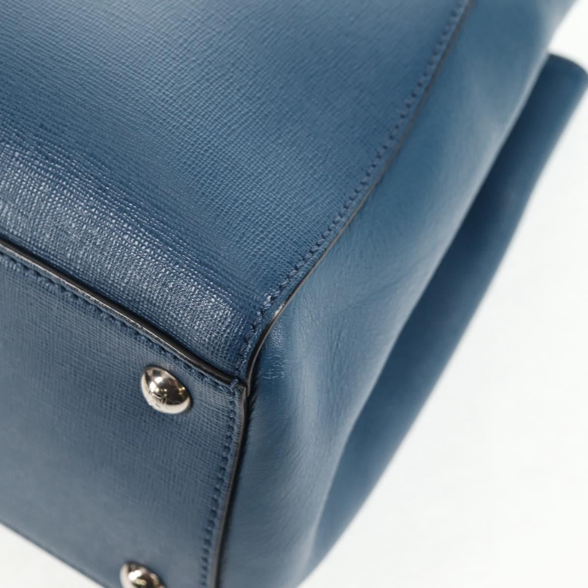 Fendi 2Jours Bag Leather Blue Leather Bag (Pre-Owned)