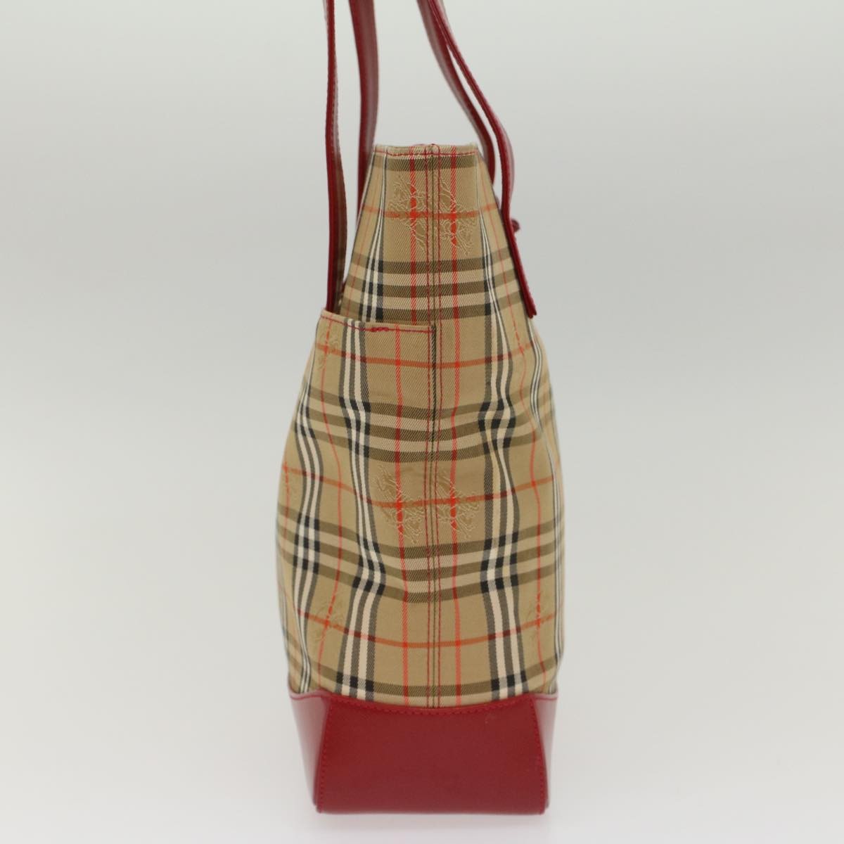 Burberry Nova Check Tote Nylon And Leather Beige Nylon Tote Bag Bag (Pre-Owned)