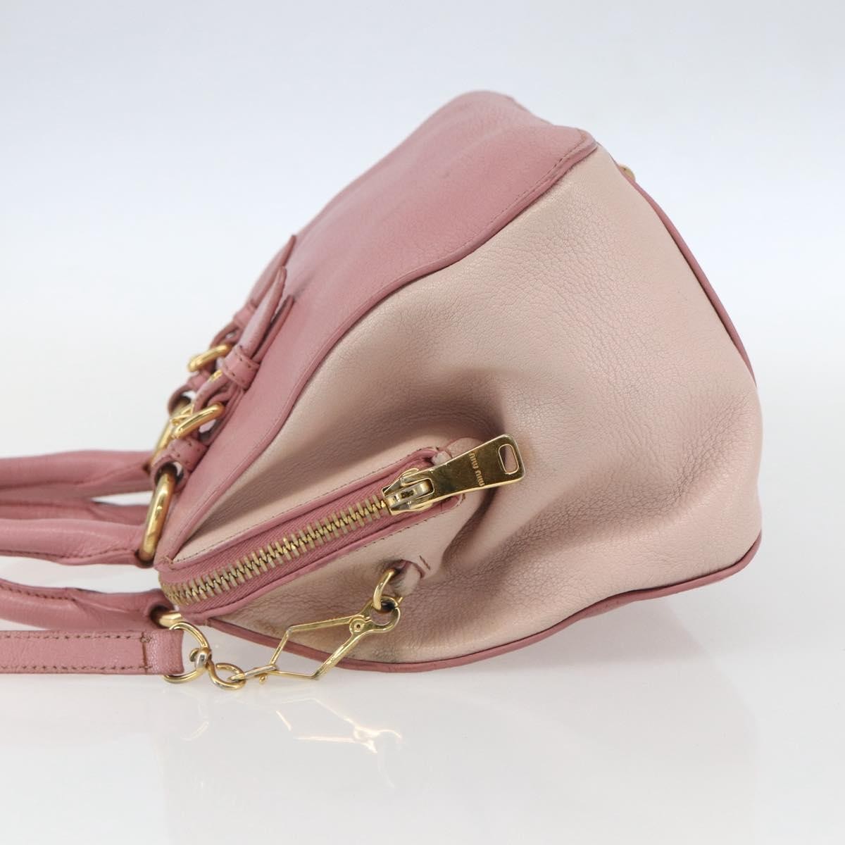 Miu Miu Madras Bowler Bag Leather Pink Leather Handbag (Pre-Owned)