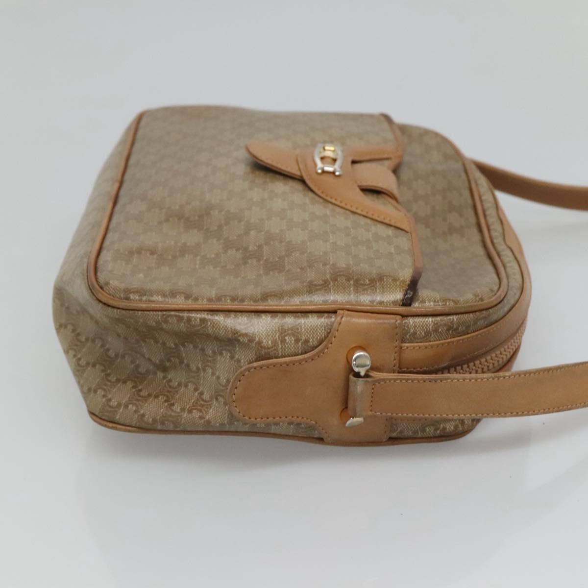 Celine Vintage Macadam Shoulder Bag Canvas And Leather Beige Canvas Shoulder Bag Bag (Pre-Owned)