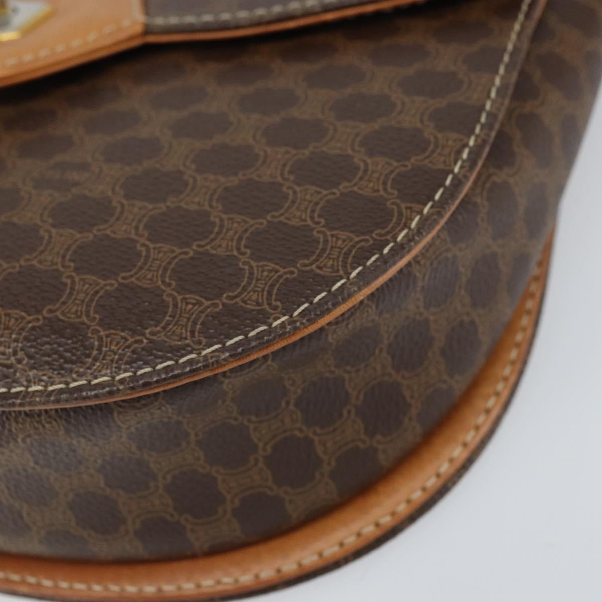 Celine Vintage Macadam Shoulder Bag Canvas And Leather Brown Canvas Shoulder Bag Bag (Pre-Owned)