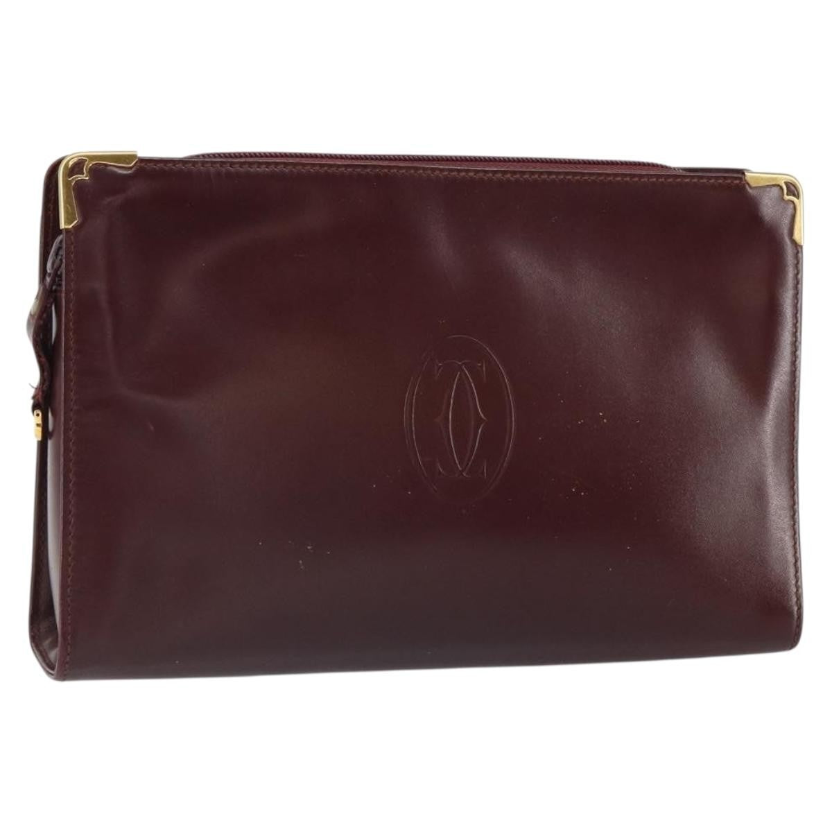 Cartier Must De Cartier Clutch Bag Leather Burgundy Leather Clutche & Pouche Bag (Pre-Owned)
