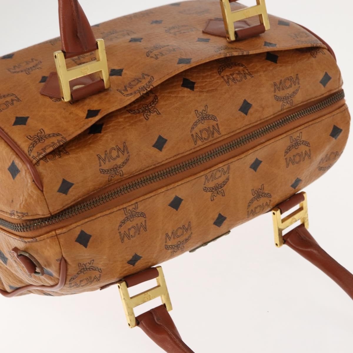 MCM Visetos Logogramme Handbag Canvas And Leather Brown Pvc Handbag (Pre-Owned)