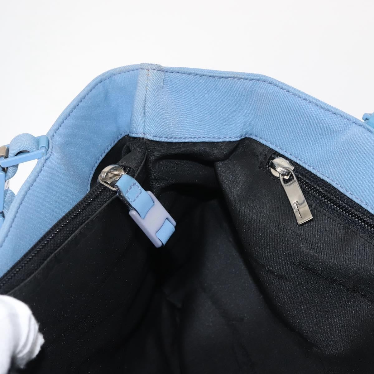 Salvatore Ferragamo Vala Tote Canvas Blue Canvas Tote Bag Bag (Pre-Owned)