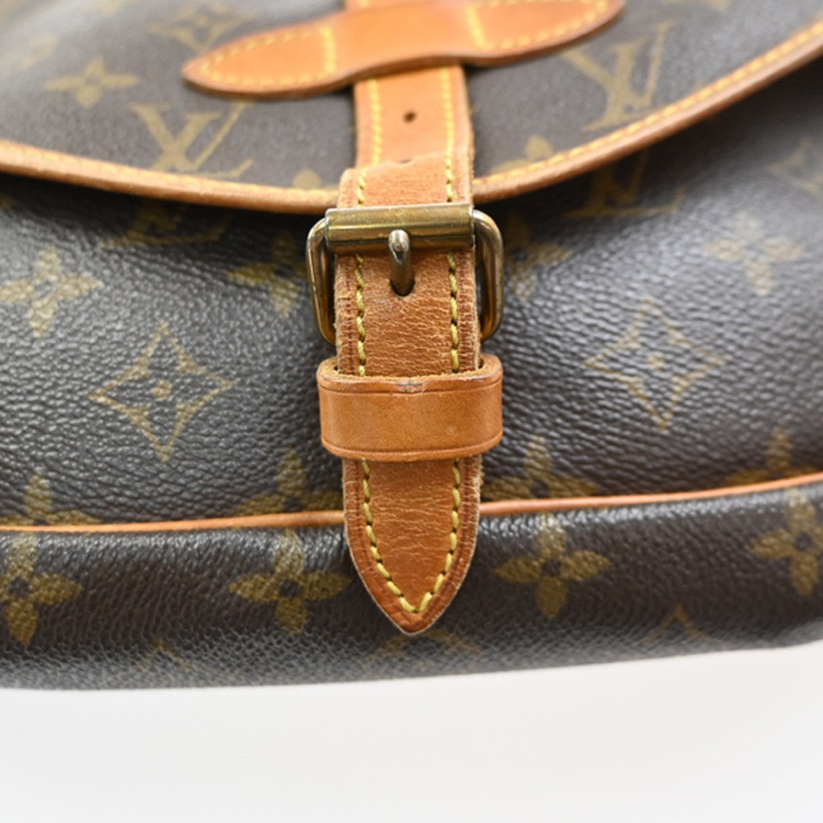 Louis Vuitton Saumur Handbag Monogram Canvas Brown Canvas Shoulder Bag Bag (Pre-Owned)