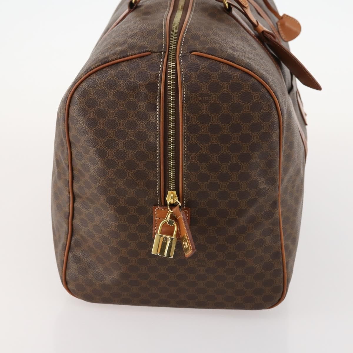 Celine Vintage Duffle Bag Canvas And Leather Brown Canvas Travel Bag Bag (Pre-Owned)