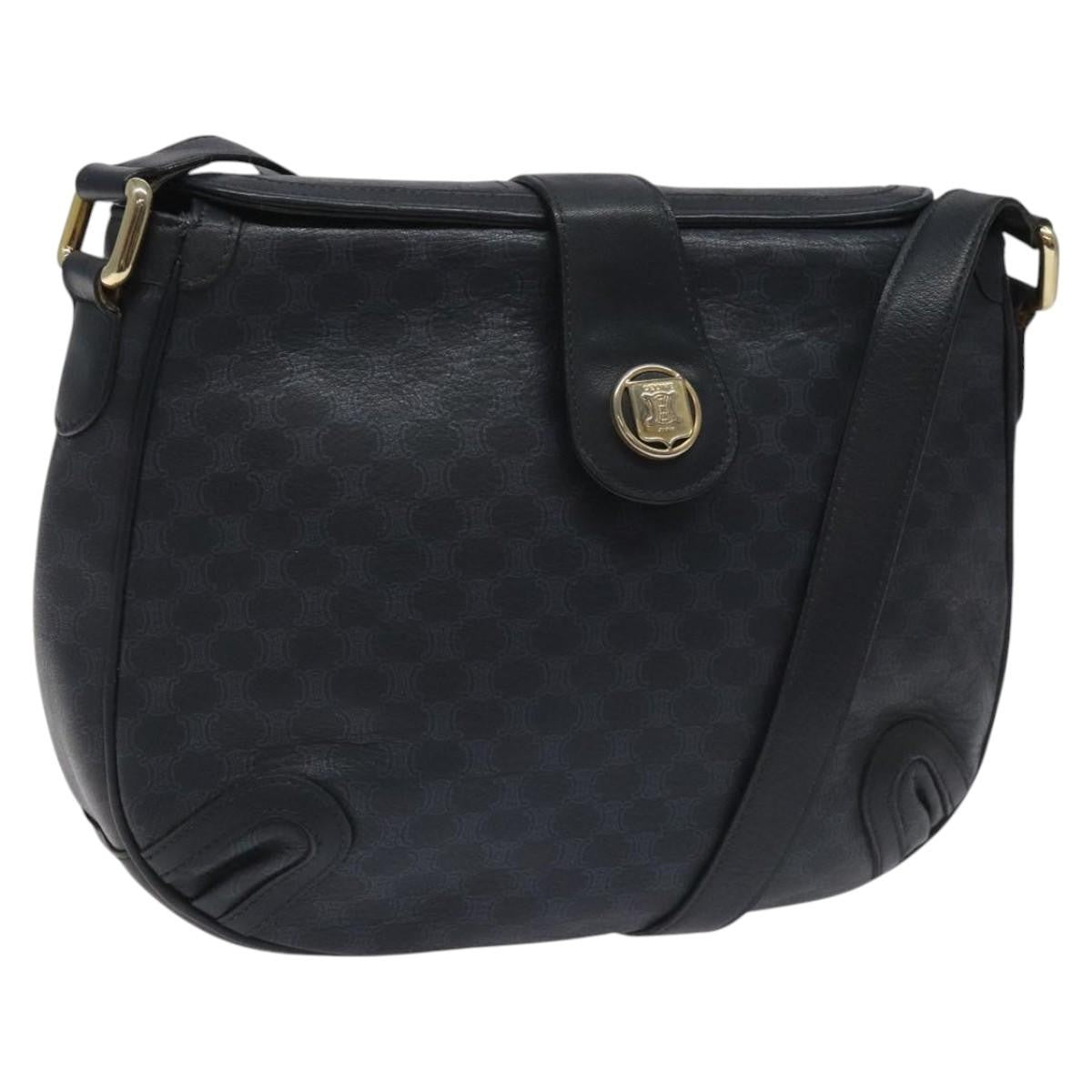 Celine Vintage Macadam Shoulder Bag Canvas Navy Canvas Shoulder Bag Bag (Pre-Owned)