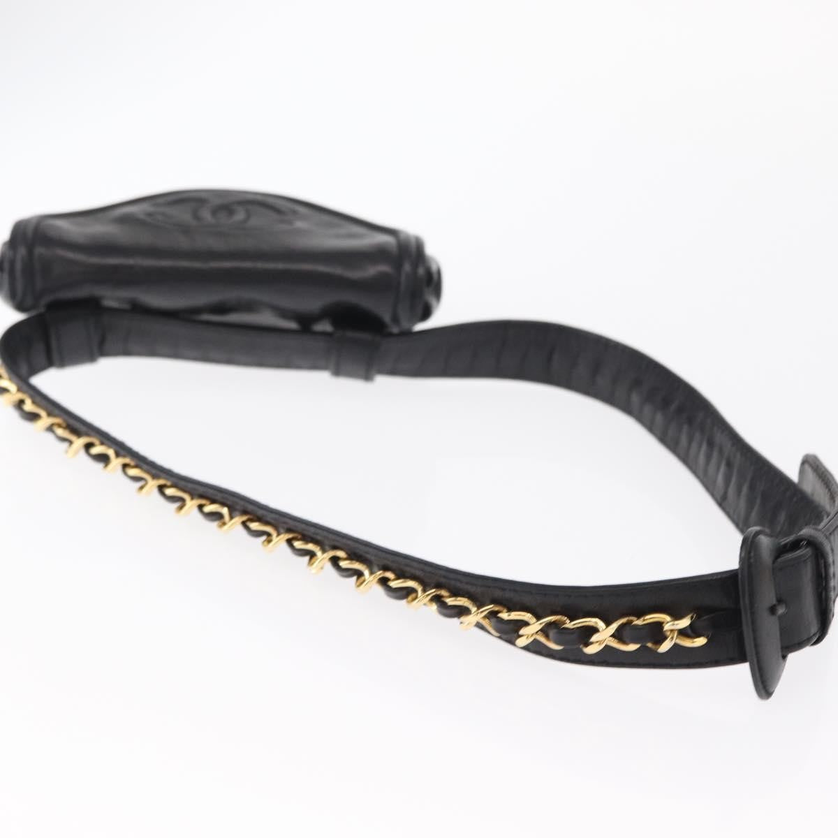 Chanel Chain Envelope Belt Bag Quilted Calfskin Black Leather Clutche & Pouche Bag (Pre-Owned)
