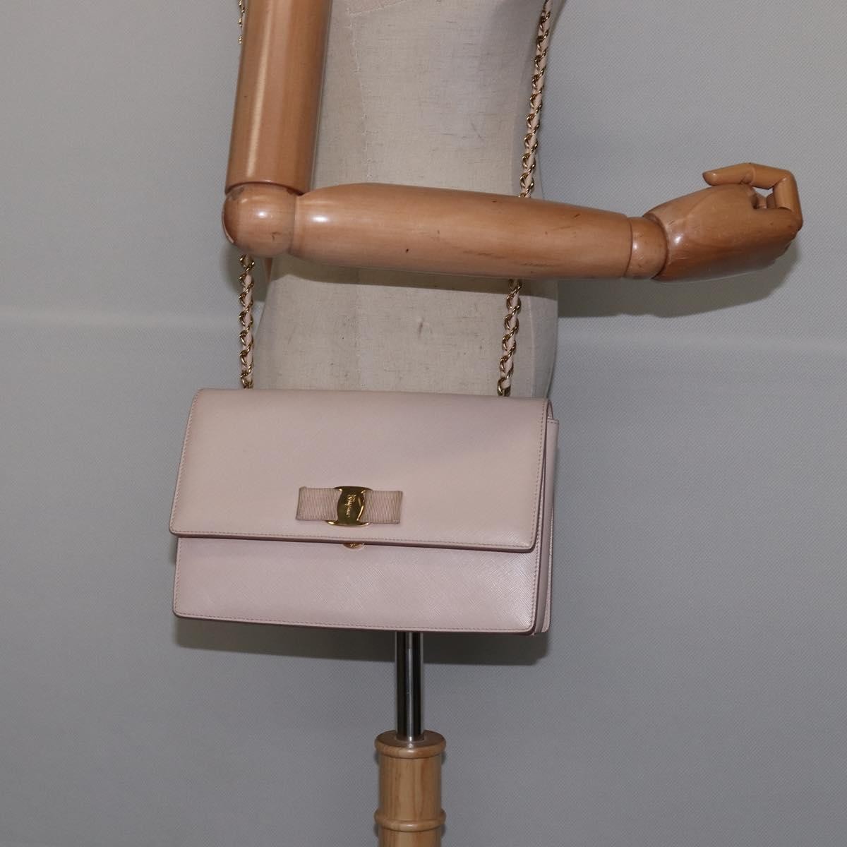 Salvatore Ferragamo Ginny Crossbody Bag Leather Pink Leather Shoulder Bag Bag (Pre-Owned)