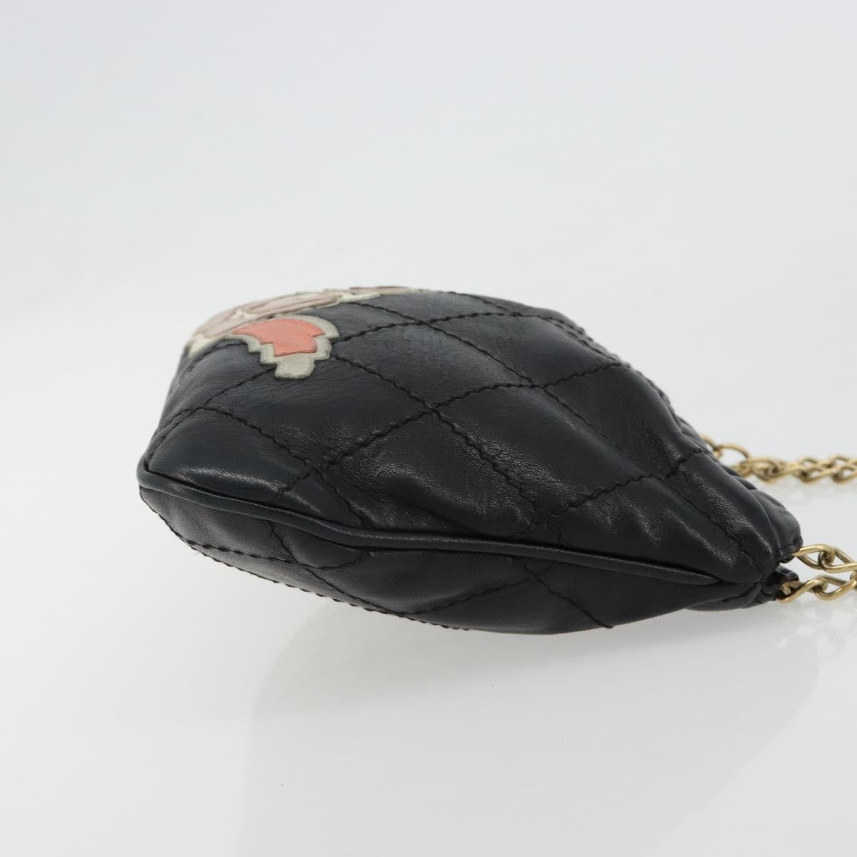 Chanel Chain Tote Leather Black Leather Shoulder Bag Bag (Pre-Owned)