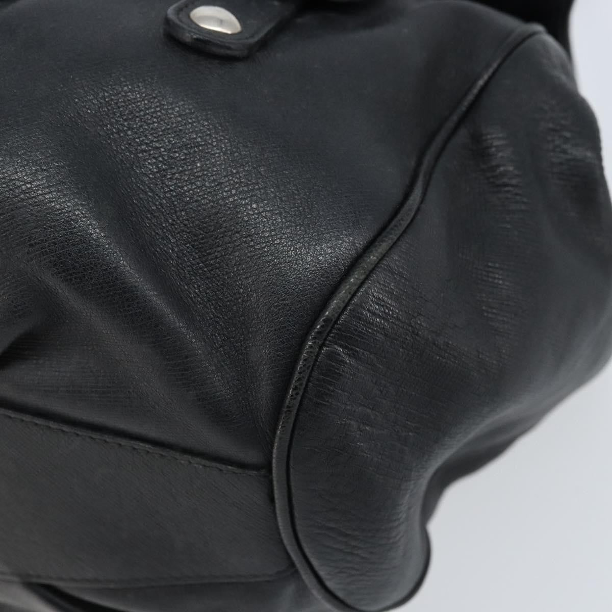Salvatore Ferragamo Gancini Handbag Leather Black Leather Handbag (Pre-Owned)