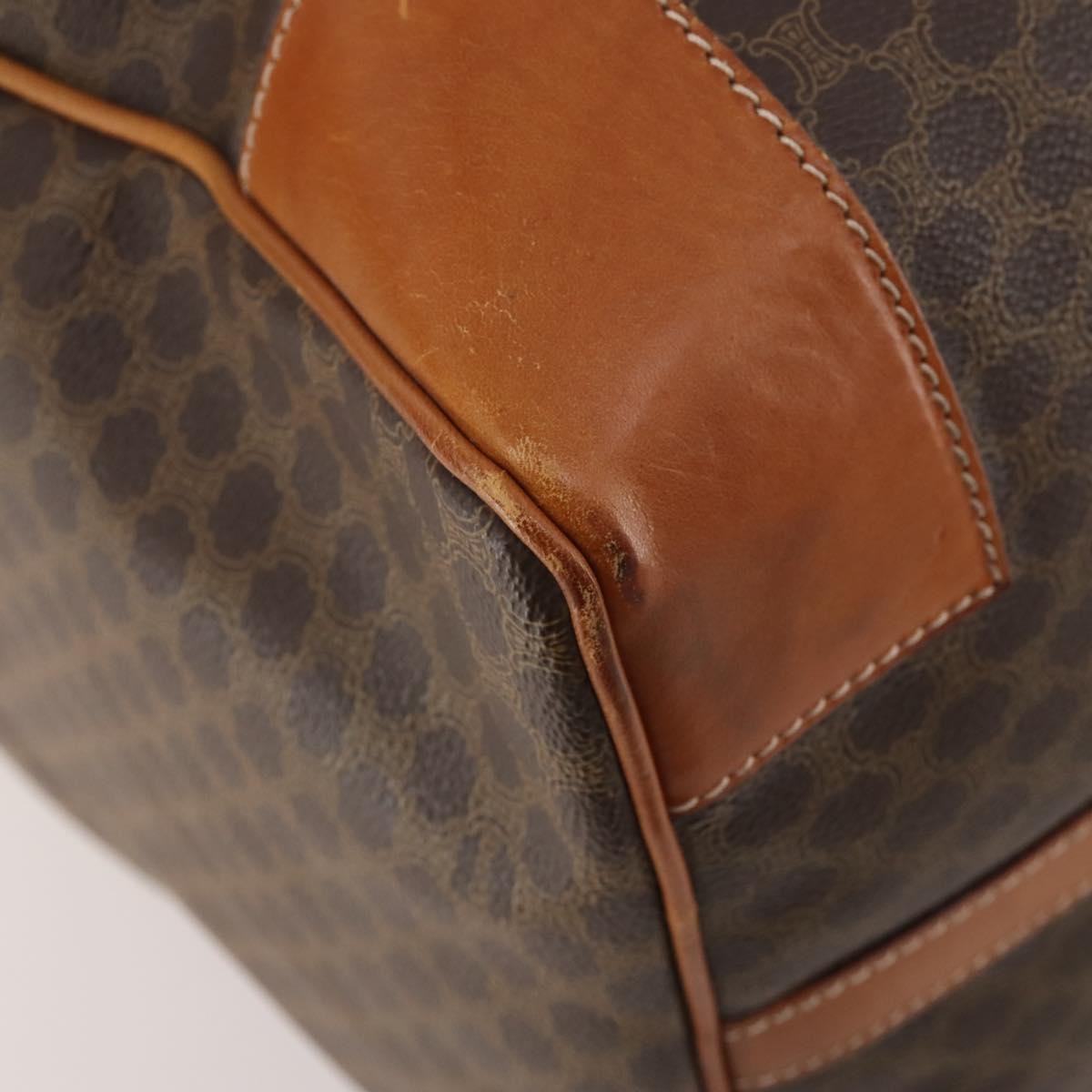 Celine Vintage Duffle Bag Macadam Coated Canvas Brown Canvas Travel Bag Bag (Pre-Owned)