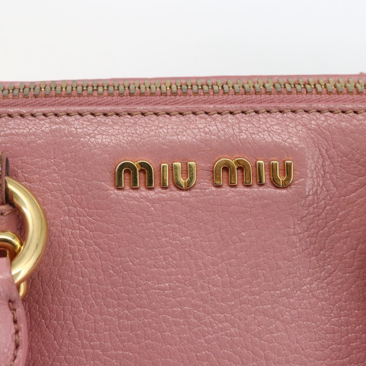 Miu Miu Madras Bowler Bag Leather Pink Leather Handbag (Pre-Owned)