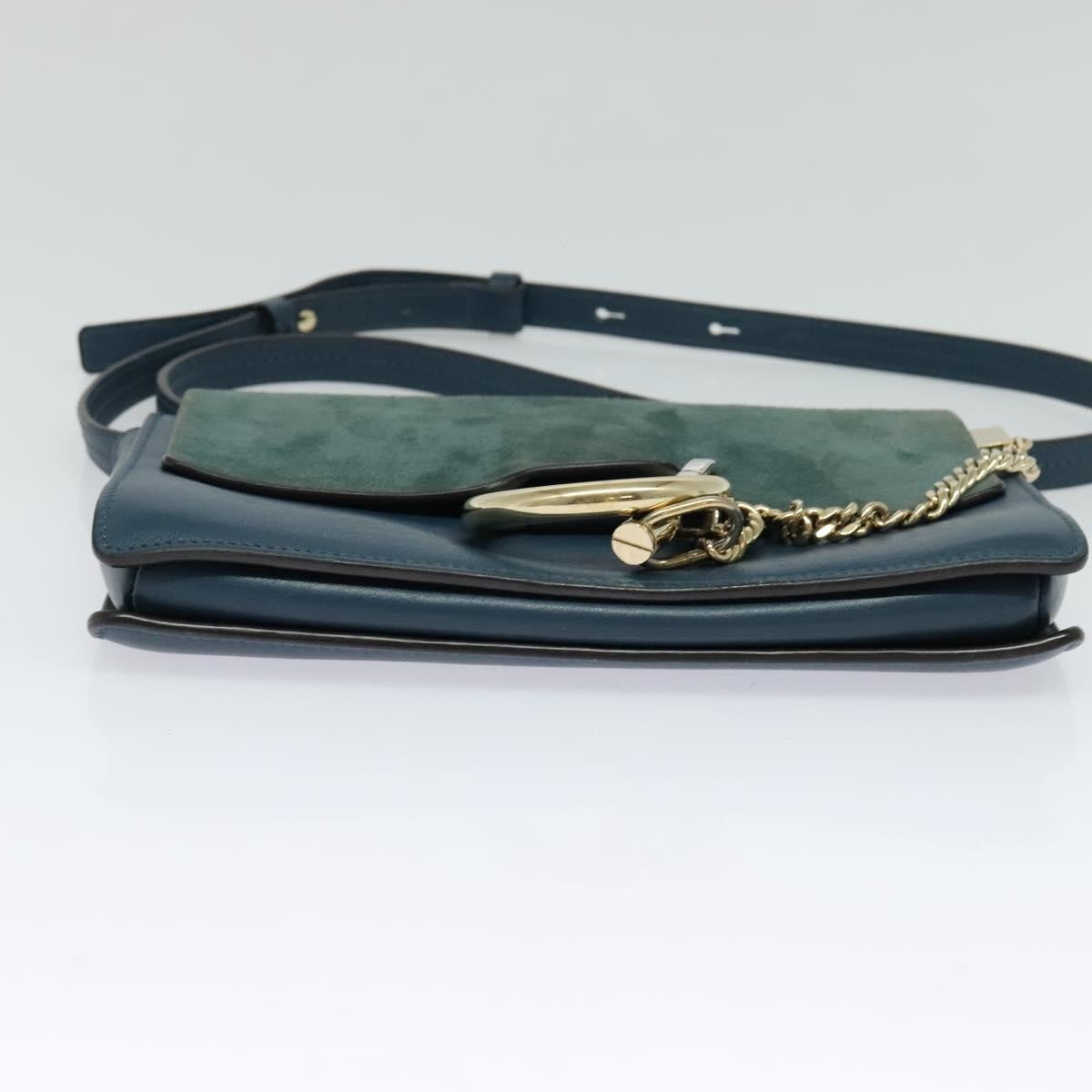 Chloe Faye Crossbody Leather And Suede Blue Suede Handbag (Pre-Owned)