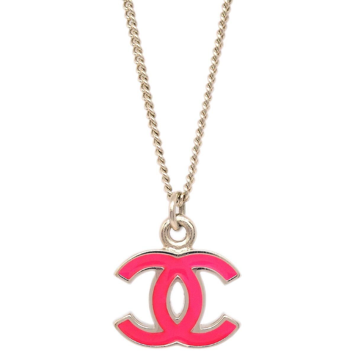 Chanel Cc Logo Pendant Necklace Metal Silver Silver_Plated Necklace Jewelry (Pre-Owned)