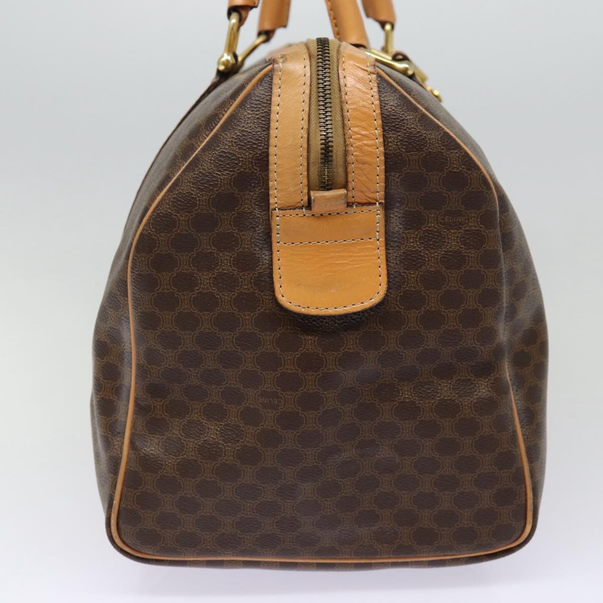 Celine Vintage Duffle Bag Macadam Coated Canvas Brown Canvas Travel Bag Bag (Pre-Owned)