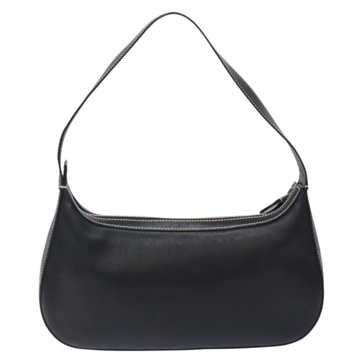 Salvatore Ferragamo Gancini Shoulder Bag Leather Black Leather Shoulder Bag Bag (Pre-Owned)