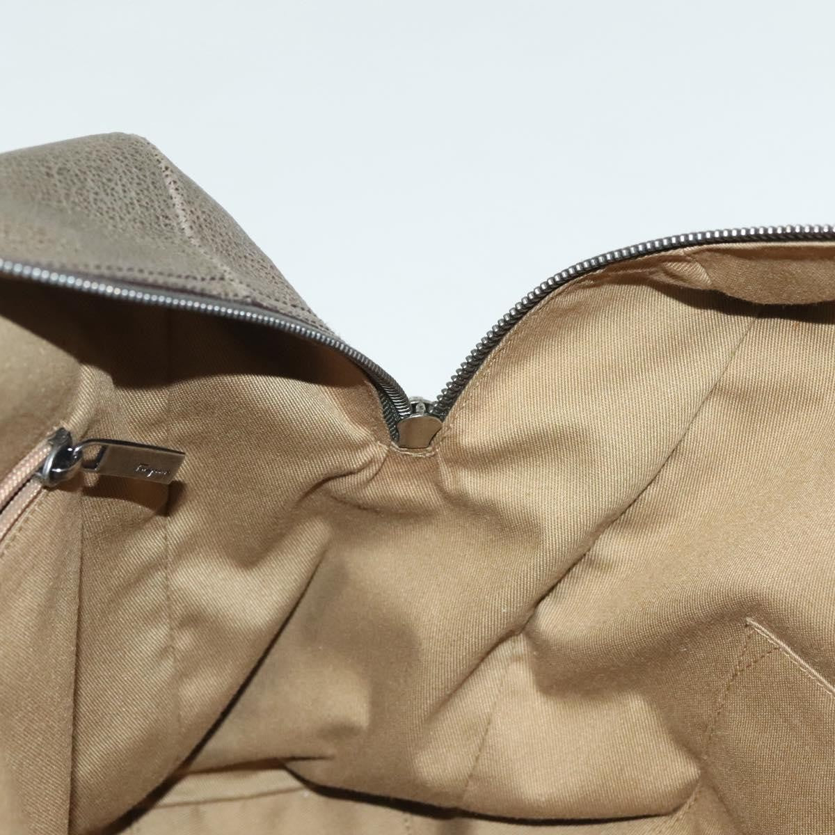 Salvatore Ferragamo Gancini Buckle Shoulder Bag Leather Khaki Leather Bag (Pre-Owned)