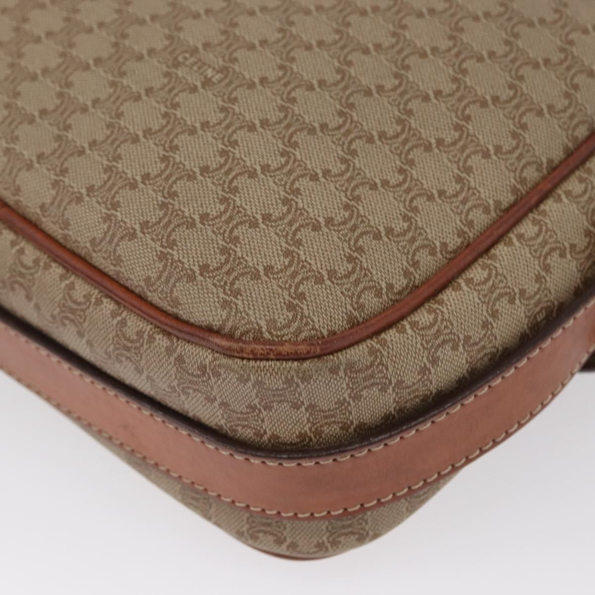 Celine Vintage Macadam Shoulder Bag Canvas And Leather Beige Canvas Shoulder Bag Bag (Pre-Owned)