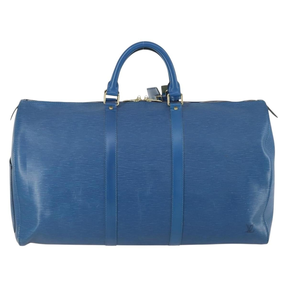 Louis Vuitton Keepall Bag Epi Leather Blue Leather Travel Bag Bag (Pre-Owned)