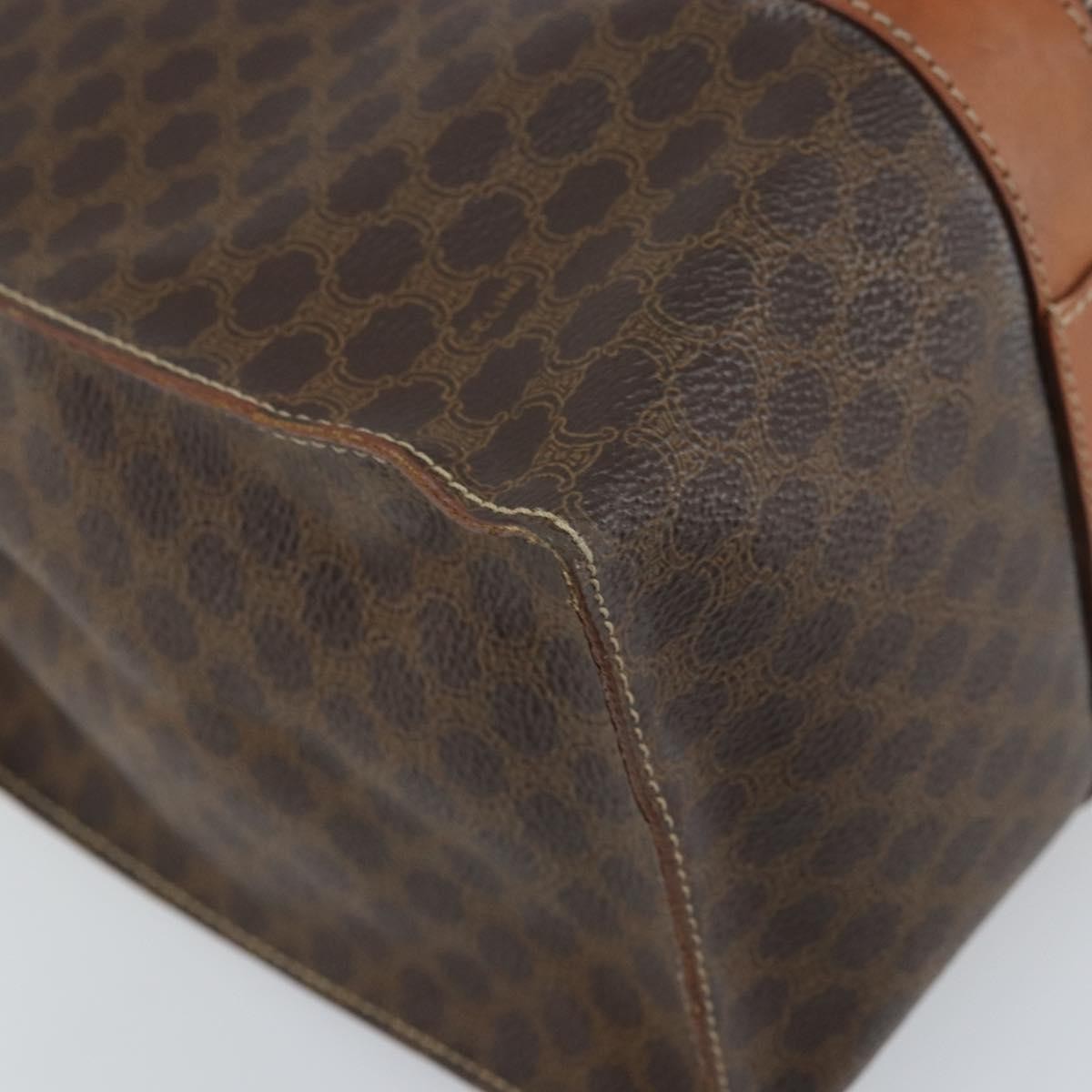 Celine Vintage Macadam Handbag Canvas And Leather Brown Canvas Tote Bag Bag (Pre-Owned)