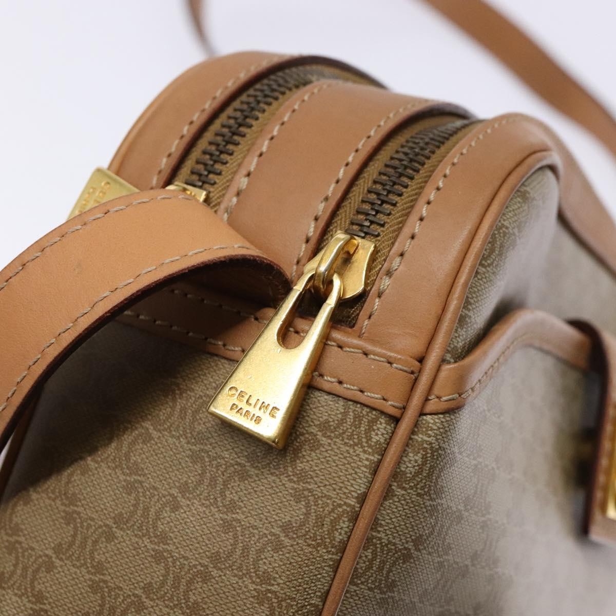 Celine Vintage Macadam Shoulder Bag Canvas And Leather Beige Canvas Bag (Pre-Owned)