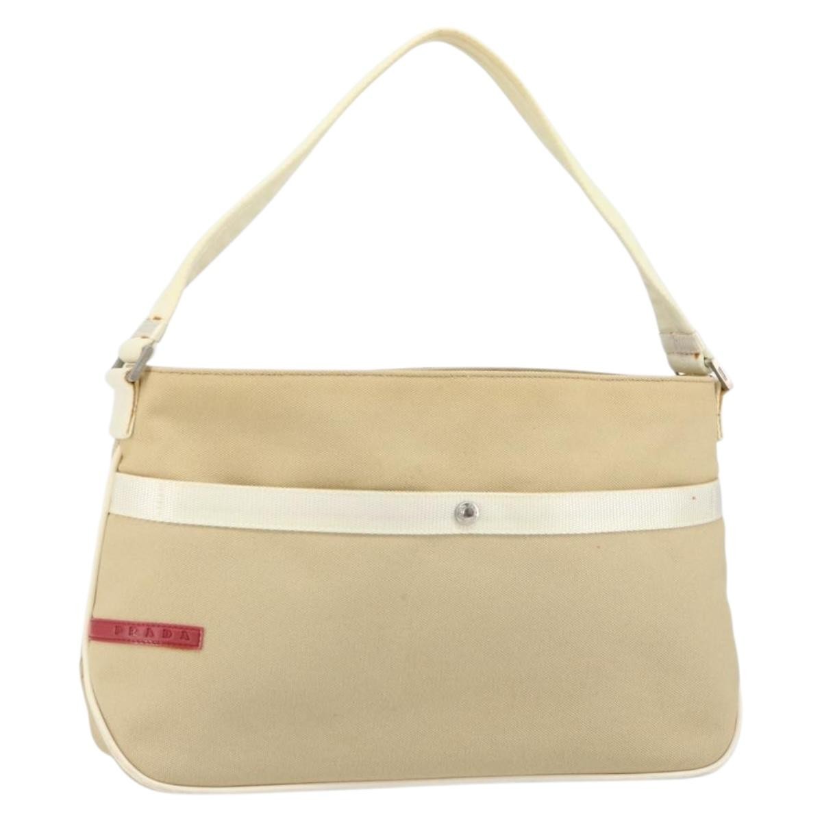 Prada Sport Handbag Canvas Beige Canvas Shoulder Bag Bag (Pre-Owned)
