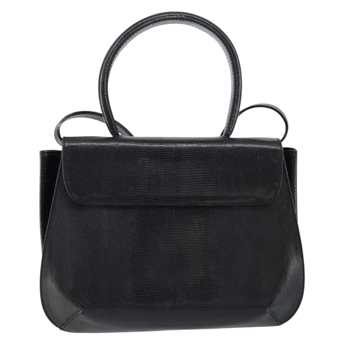 Salvatore Ferragamo Vintage Handbag Leather Black Leather Handbag (Pre-Owned)