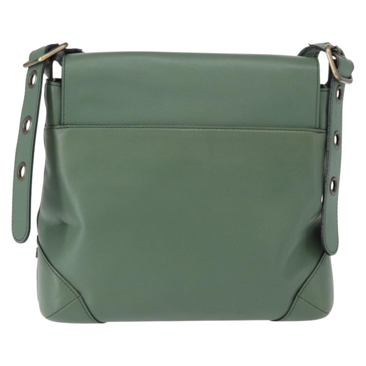 Chloe Vintage Flap Shoulder Bag Leather Green Leather Shoulder Bag Bag (Pre-Owned)