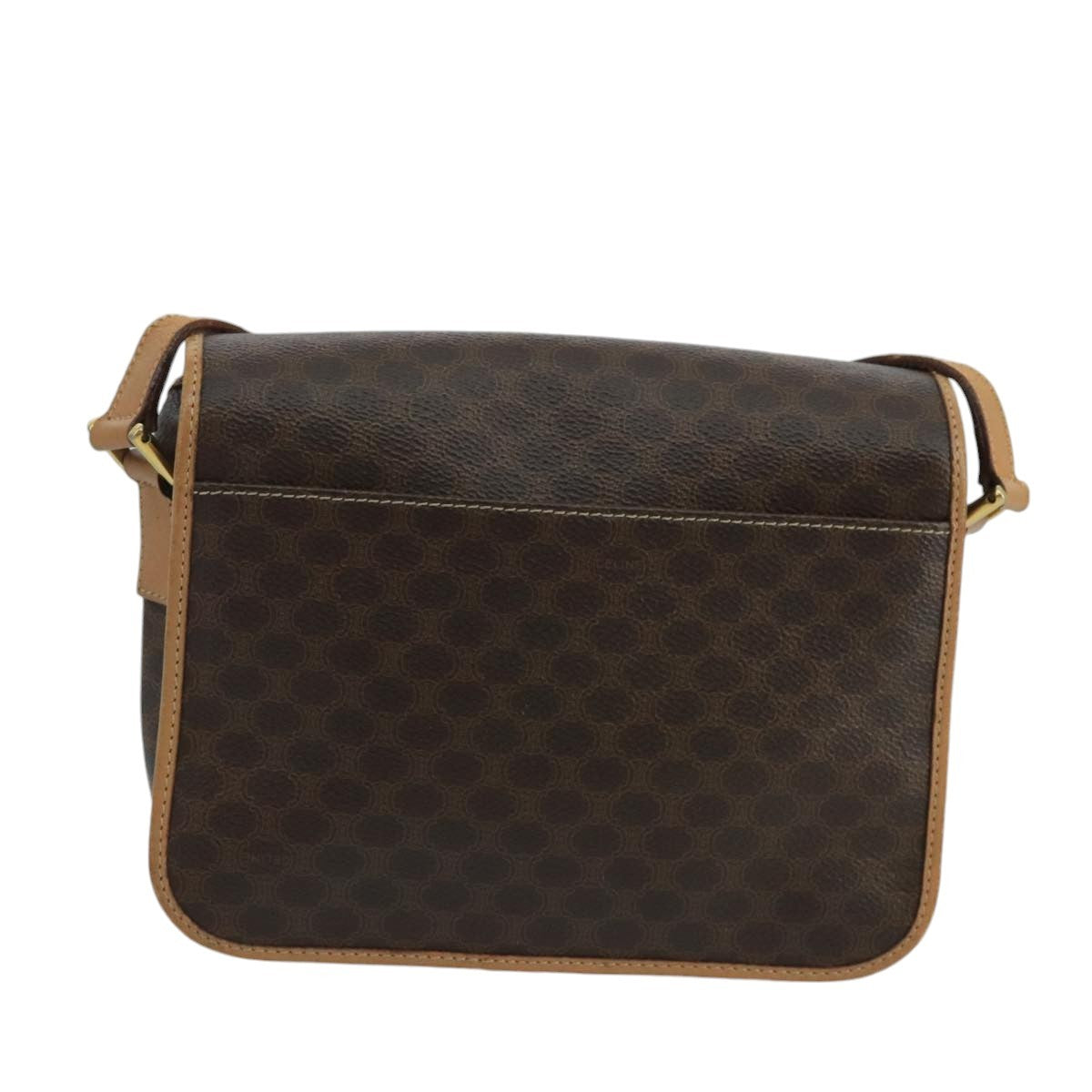 Celine Vintage Macadam Circle Logo Shoulder Bag Canvas And Leather Brown Canvas Shoulder Bag Bag (Pre-Owned)
