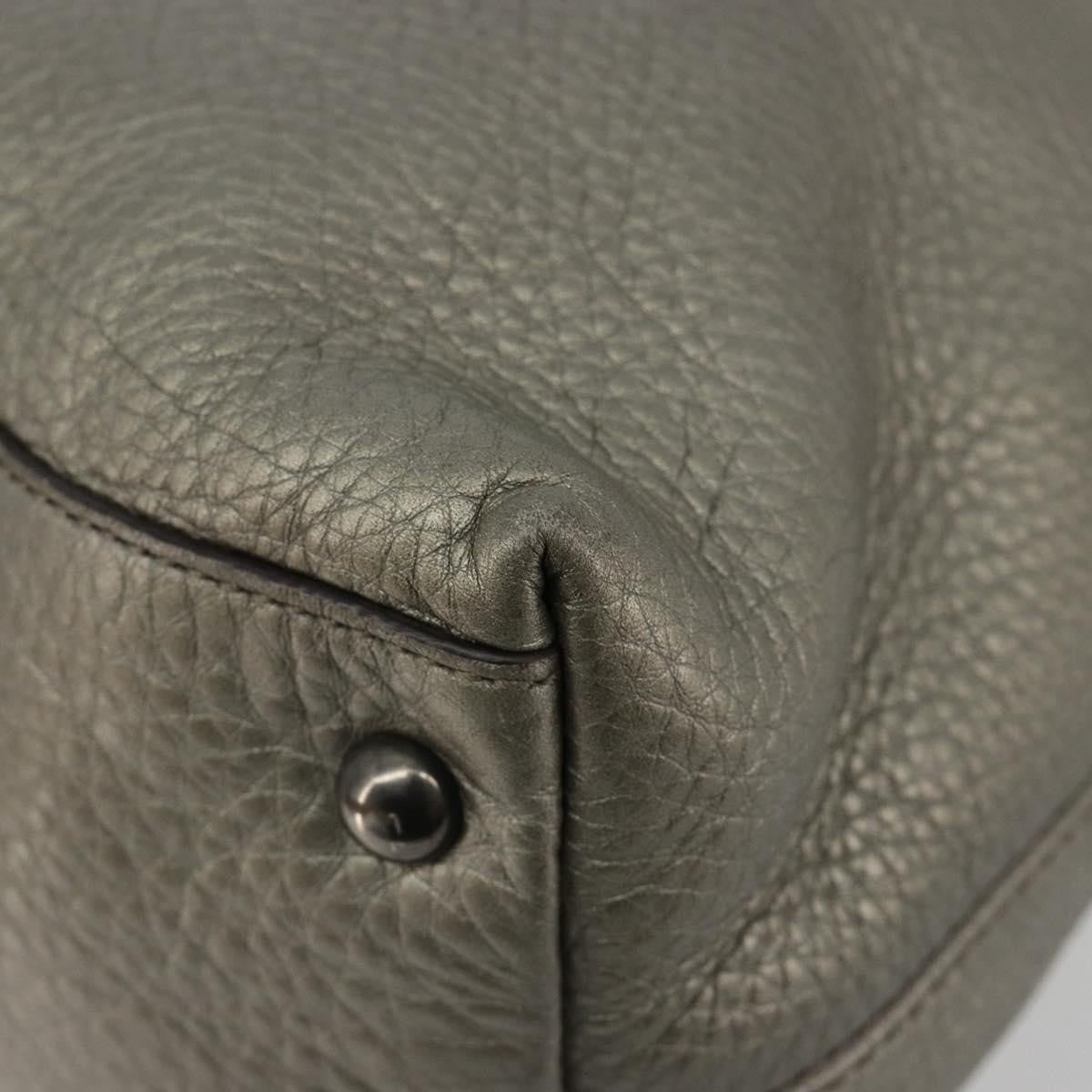 Gucci Soho Convertible Top Handle Bag Leather Silver Leather Handbag (Pre-Owned)