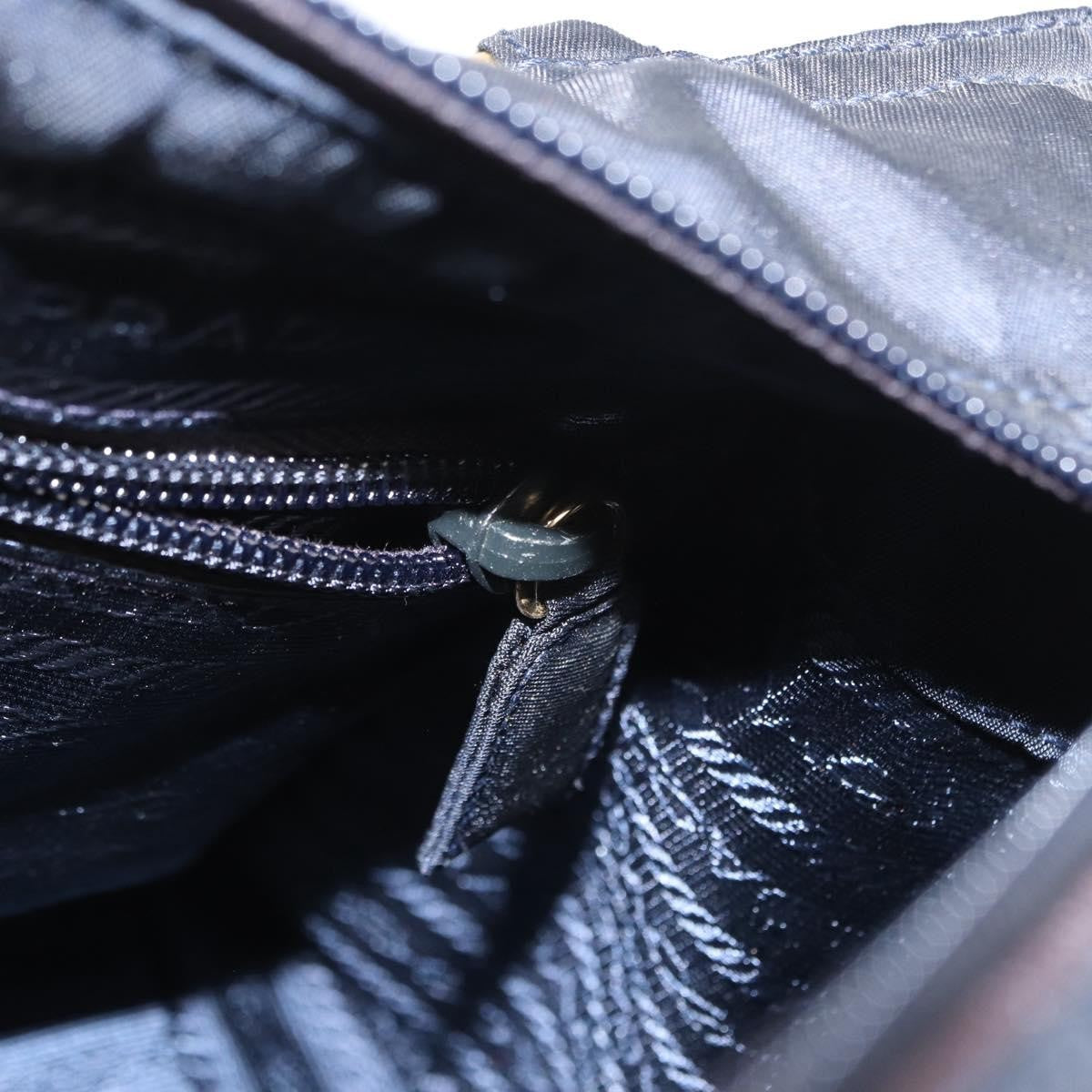 Prada Metal Handles Tote Tessuto Navy Nylon Tote Bag Bag (Pre-Owned)