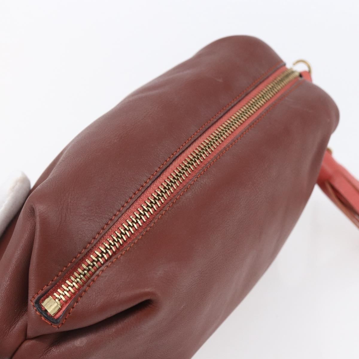 Chloe Zip Clutch Leather Brown Leather Clutche & Pouche Bag (Pre-Owned)