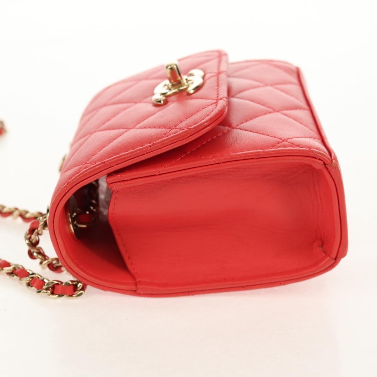 Chanel Trendy Cc Clutch With Chain Quilted Lambskin Red Leather Clutche & Pouche Bag (Pre-Owned)