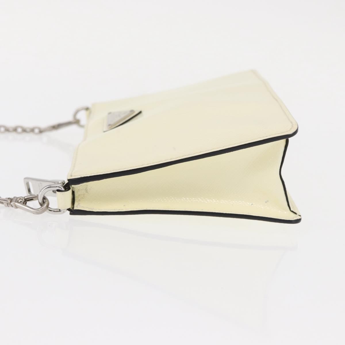 Prada Chain Crossbody Bag Vernice Saffiano Leather White Leather Shoulder Bag Bag (Pre-Owned)