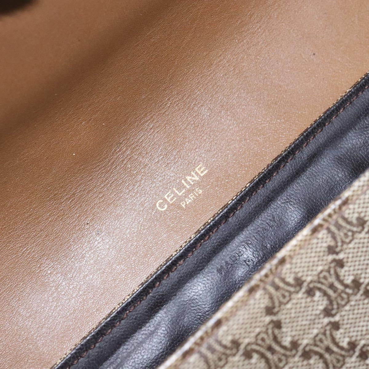 Celine Macadam Shoulder Bag Pvc Leather Beige Pvc Bag (Pre-Owned)