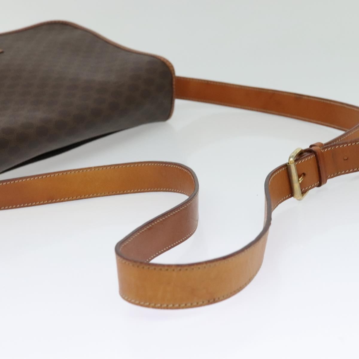 Celine Macadam Shoulder Bag Pvc Leather Brown Canvas Bag (Pre-Owned)