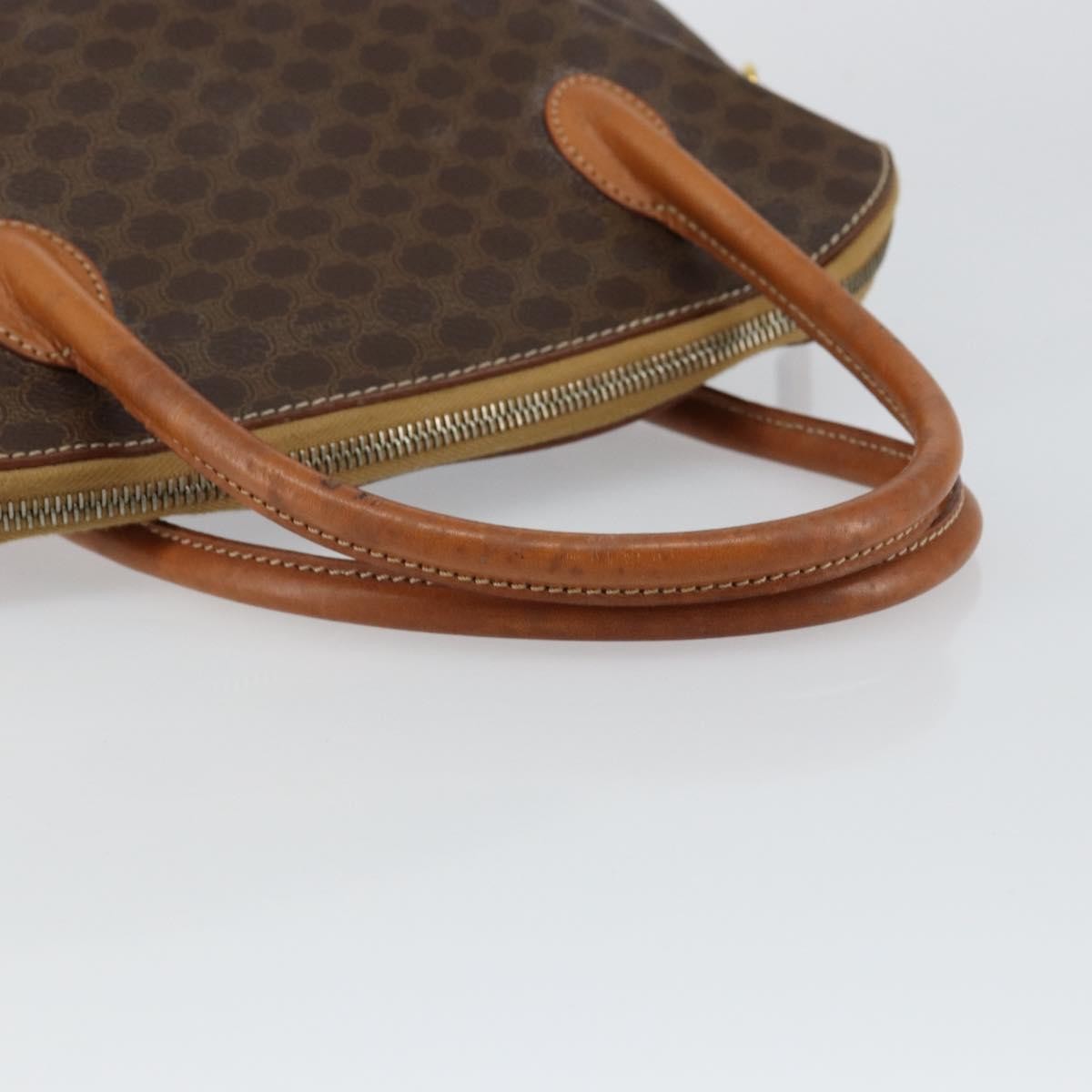 Celine Vintage Macadam Handbag Macadam Brown Canvas Bag (Pre-Owned)